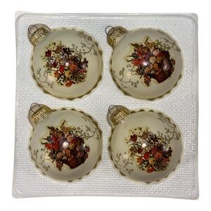 Vintage Christmas by Krebs 2.5" Glass Ornament Balls Victorian Flowers Floral